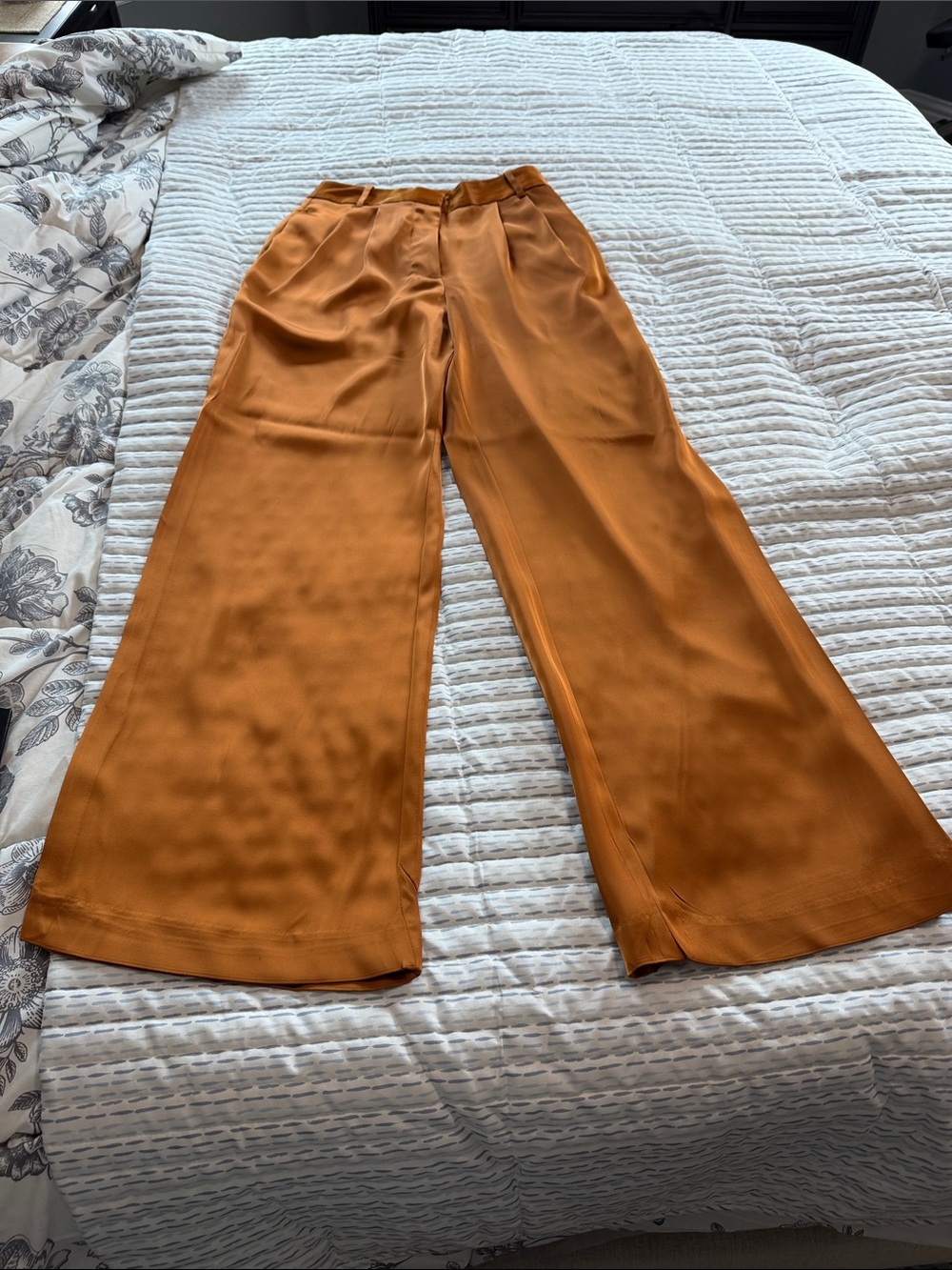 Worthington Wide-Leg Satin Pants in Rust Orange